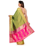 Green Art Silk Saree with Zari Border