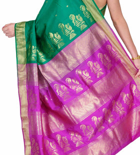 Green Art Silk Saree with Zari Border