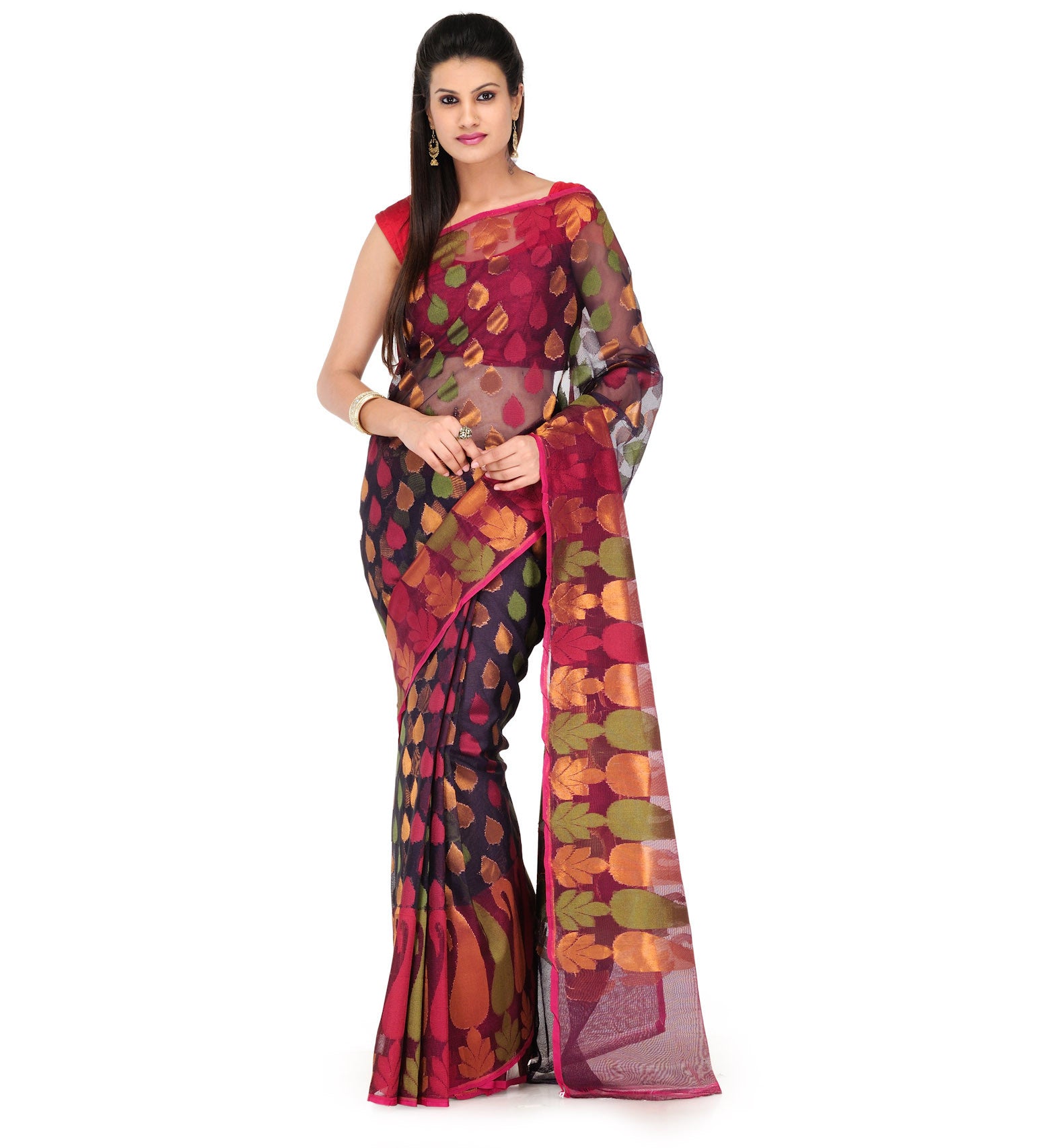 Navy Blue Banarasi Net Saree