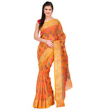 Orange Faux Chanderi Saree