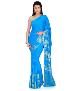 Turquoise Viscose Saree