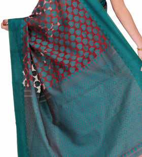 Red Faux Chanderi Saree