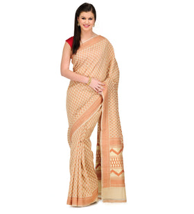 Beige Cotton Silk Saree