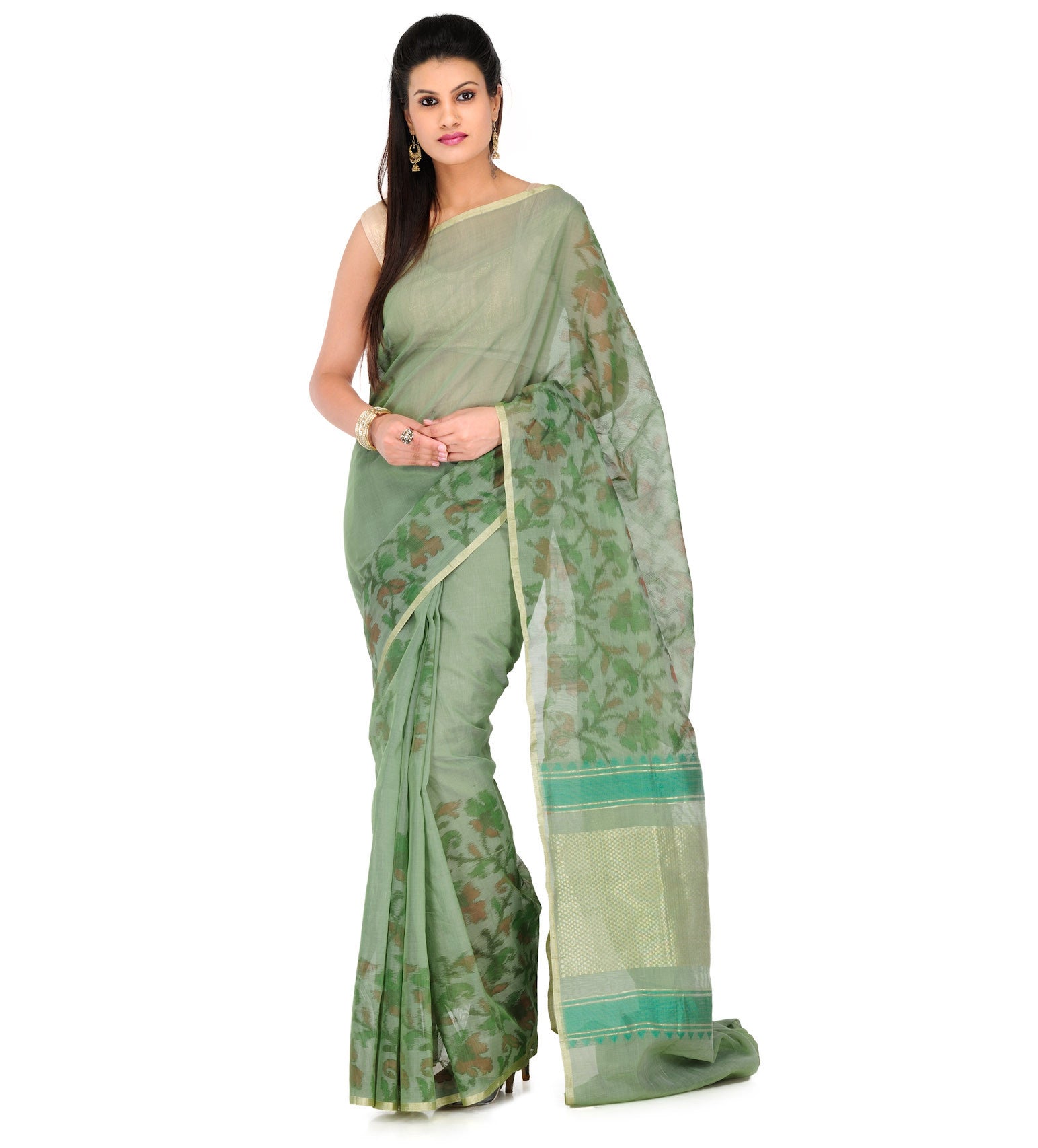 Green Patola Cotton Silk Saree