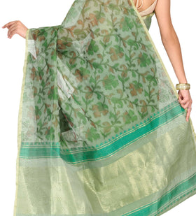 Green Patola Cotton Silk Saree