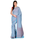 Turquoise Cotton Silk Saree