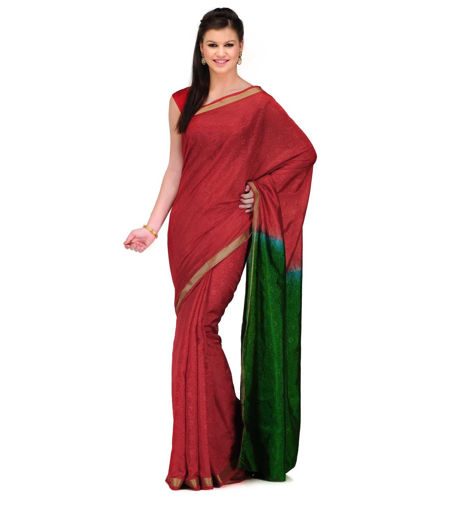 Red Tanchoi Art Silk Saree