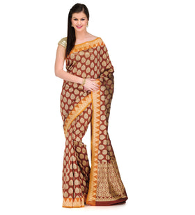 Rust Kora Silk Saree