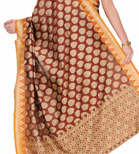 Rust Kora Silk Saree