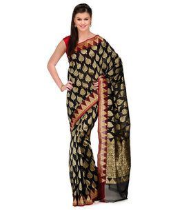 Black Kora Silk Saree