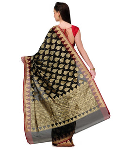 Black Kora Silk Saree