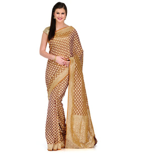 Golden Silk Georgette Saree