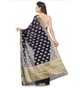 Navy Blue Viscose Saree