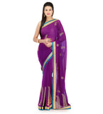 Dark Purple Faux Chiffon Saree