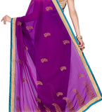 Dark Purple Faux Chiffon Saree