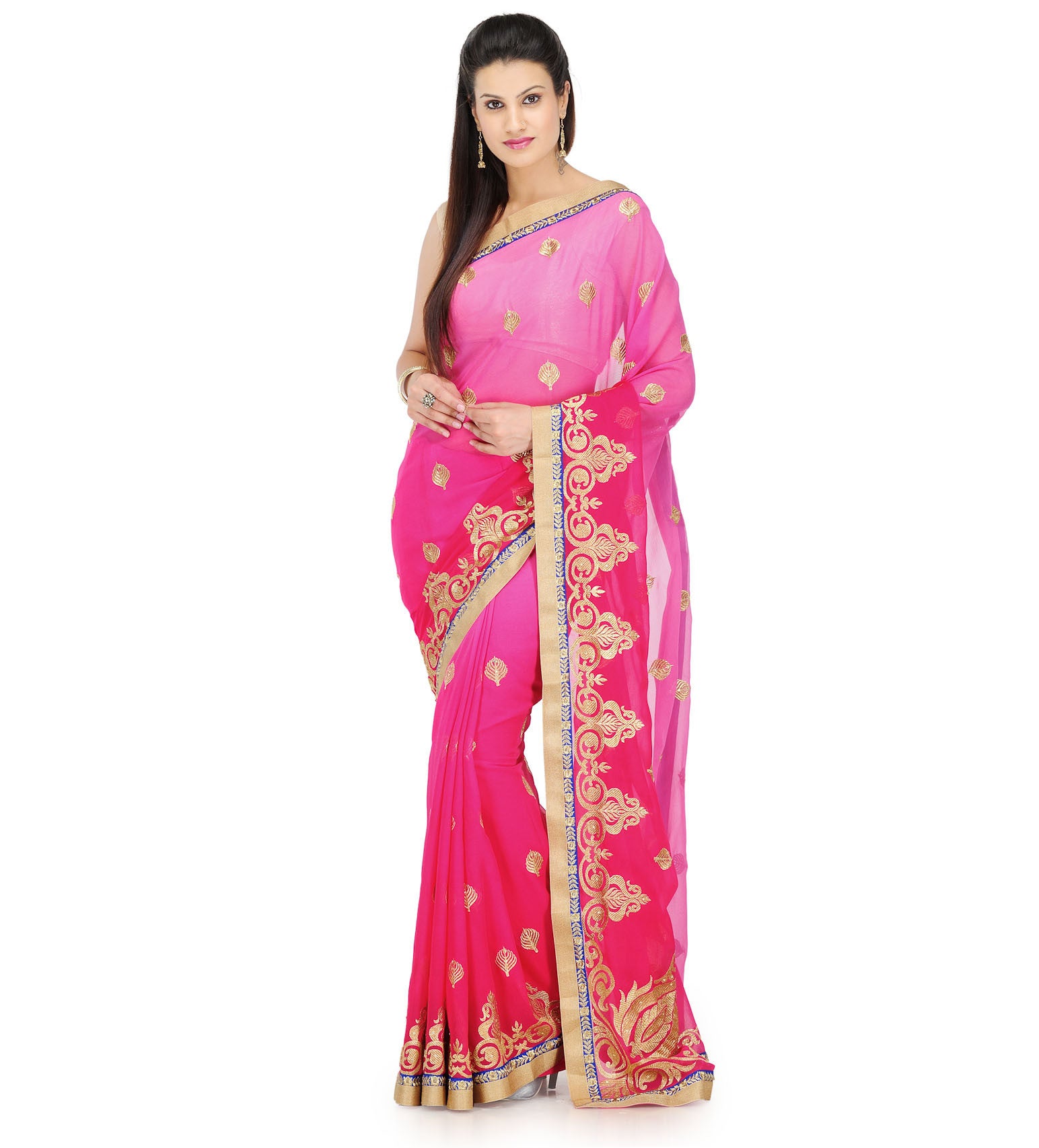 Magenta Shaded Faux Georgette Saree