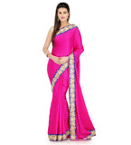 Magenta Faux Crepe Saree