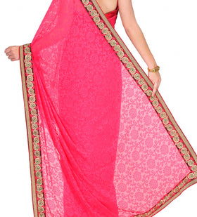 Pink Brasso Saree with Zari Border