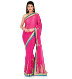 Magenta Faux Chiffon Saree