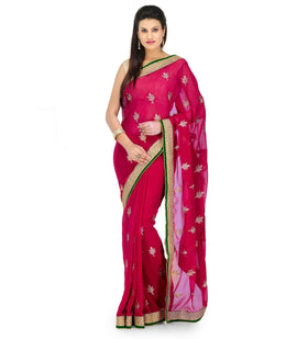 Magenta Faux Chiffon Saree