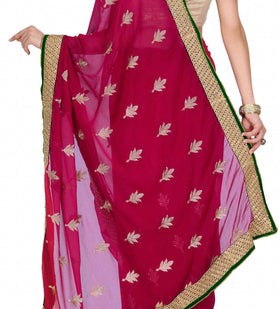 Magenta Faux Chiffon Saree