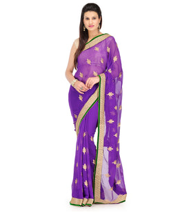 Violet Faux Chiffon Saree