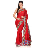 Red Faux Georgette Saree