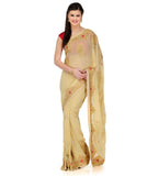 Beige Faux Georgette Saree