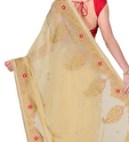 Beige Faux Georgette Saree