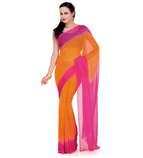 Orange Shaded Faux Georgette Saree