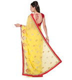 Yellow Faux Chiffon Saree