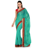 Sea Green Faux Chiffon Saree