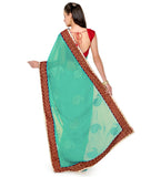 Sea Green Faux Chiffon Saree