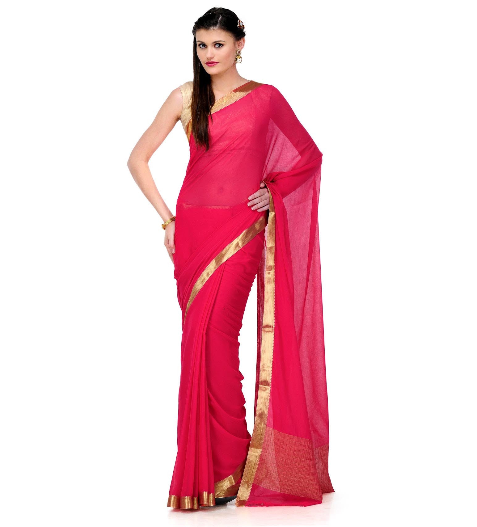 Magenta Semi Chiffon Saree