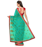 Sea Green Faux Chiffon Saree