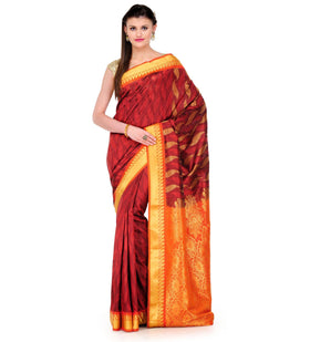 Maroon Art Silk Saree with Zari Border