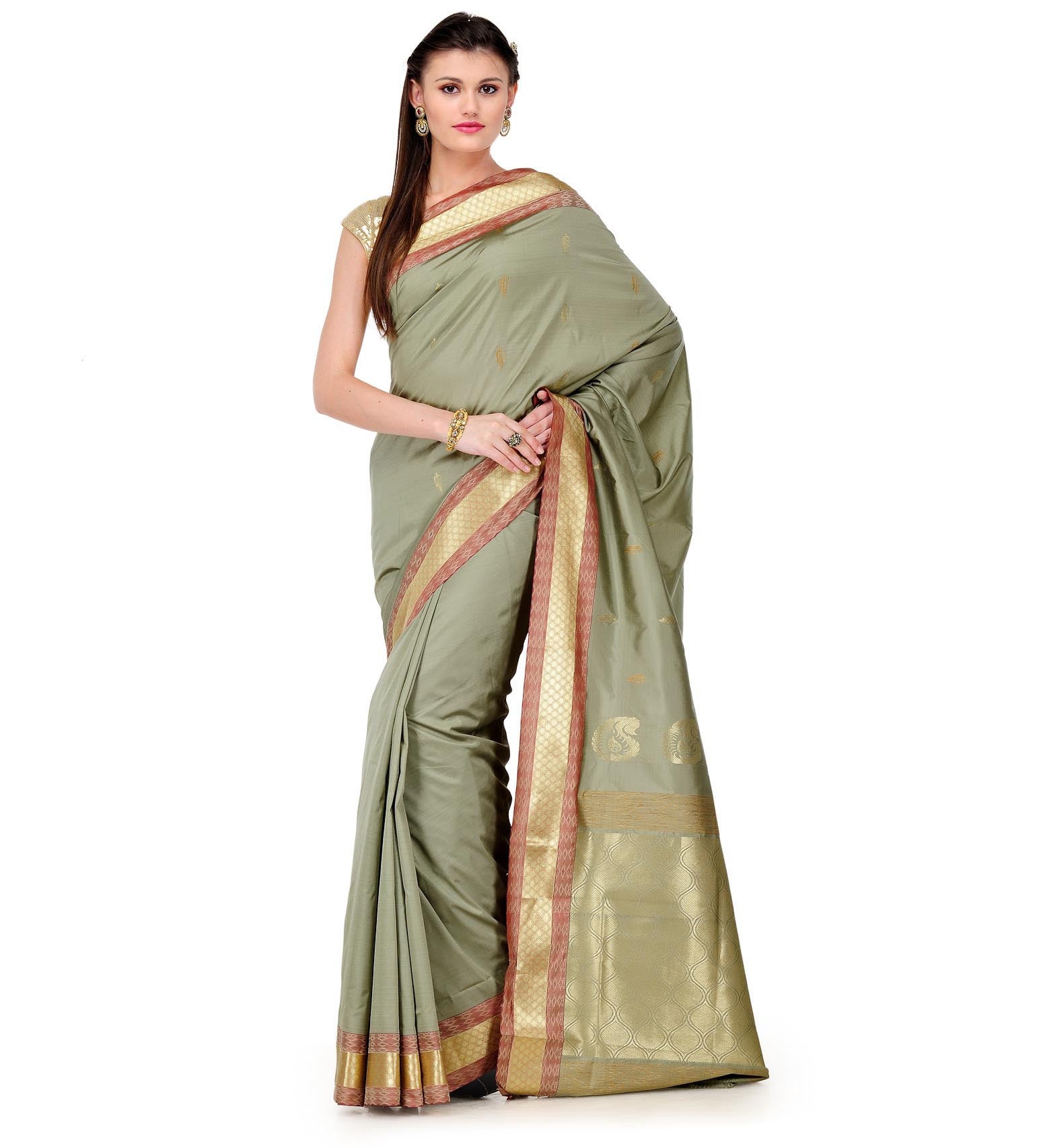 Sage Art Silk Saree with Zari Border