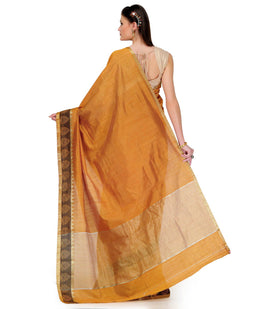 Mustard Dupion Silk Saree