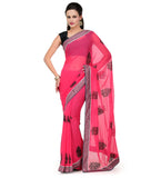 Rose Faux Chiffon Saree with Resham Border