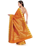 Orange Art Silk Saree with Temple Border