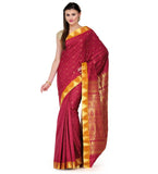 Maroon Art Silk Saree with Temple Border