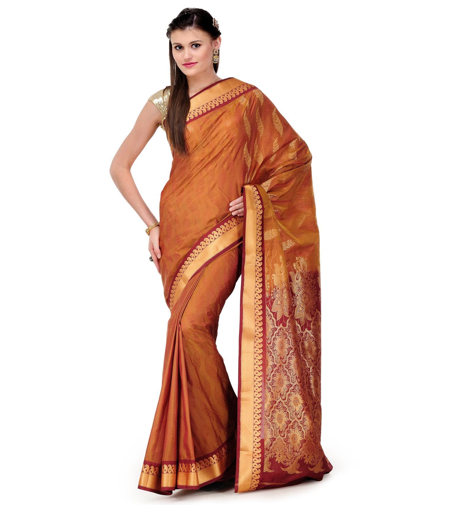 Mustard Art Silk Saree with Zari Border