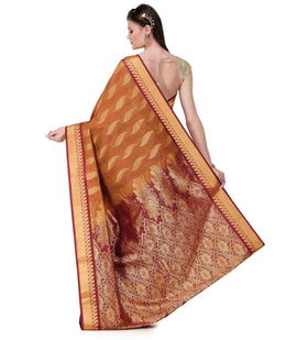 Mustard Art Silk Saree with Zari Border