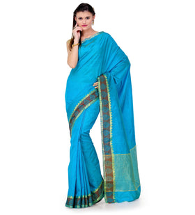 Turquoise Dupion Silk Saree