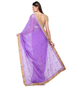 Purple Faux Chiffon Saree