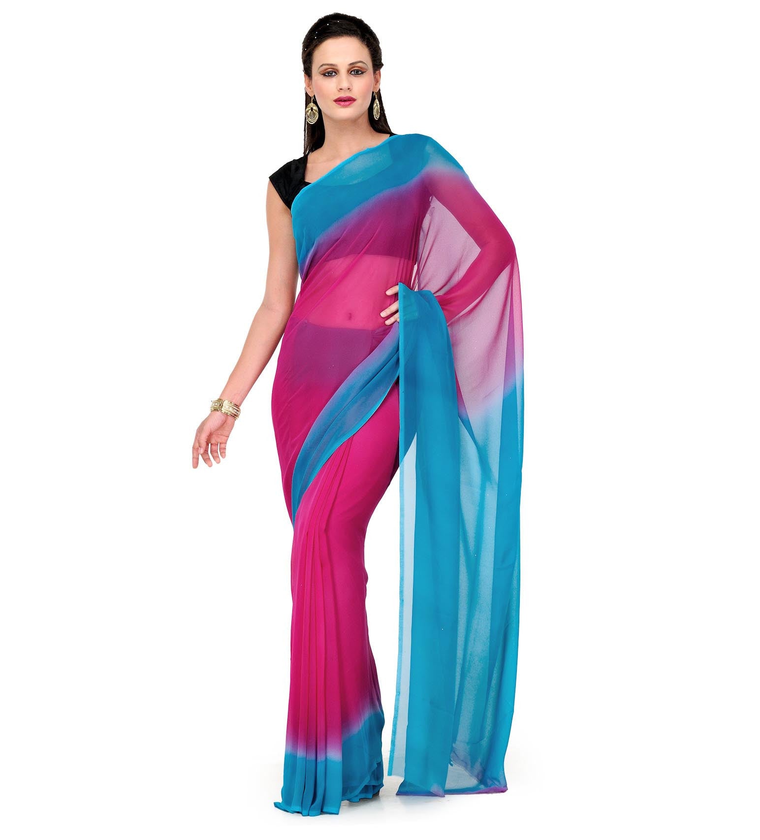 Magenta Shaded Faux Georgette Saree