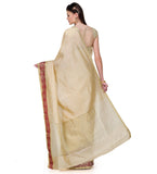 Beige Dupion Silk Saree