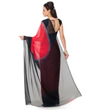 Maroon & Black Faux Georgette Saree