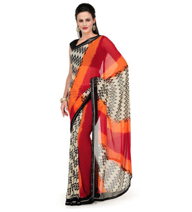 Off White Shaded Faux Georgette Saree