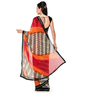 Off White Shaded Faux Georgette Saree